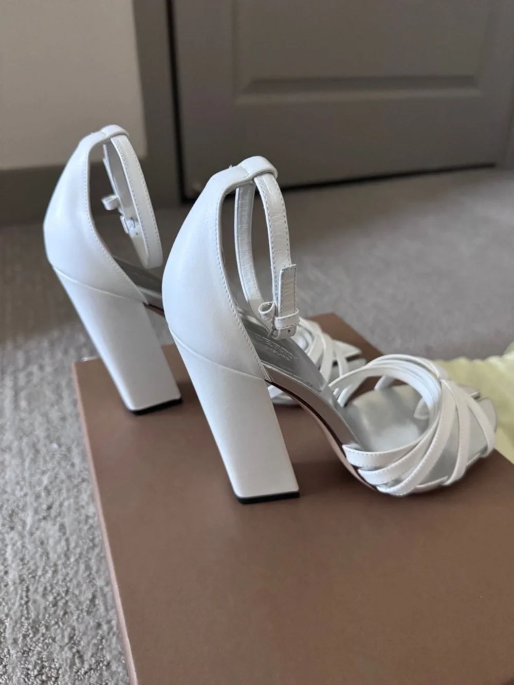 Burberry White Split-Toe Ankle-Strap High Heels - Picture 3 of 8